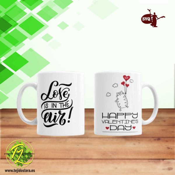 Taza Gaticos San Valentin "Love is in yhe air"