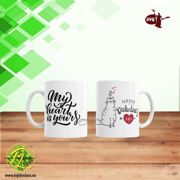 Taza Gaticos San Valentin "My hearts is yours"