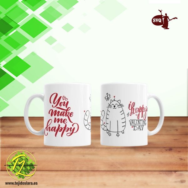 Taza Gaticos San Valentin "You make me happy"