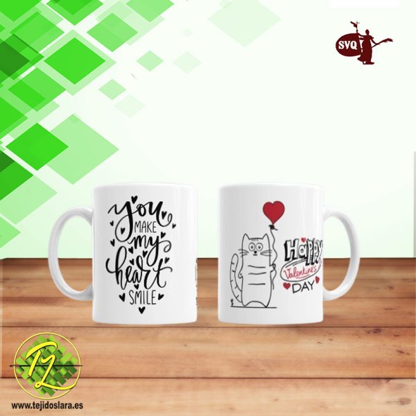 Taza Gaticos San Valentin "You make my heart smile"